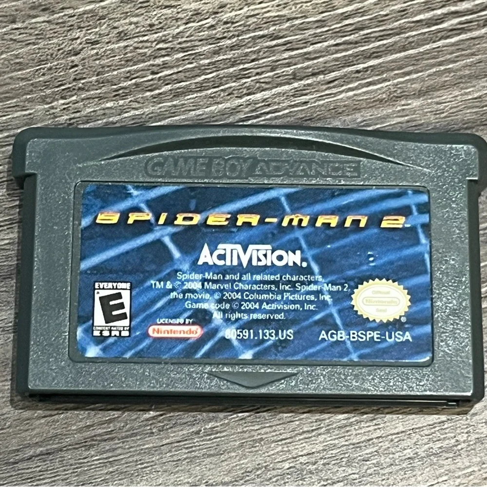 2002 Nintendo Game Boy Advance Spider-Man Activision Game Cartridge And Manual